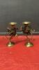 (2) BRASS "HORN" CANDLE STICKS, WOOD NUTCRACKER AND SITTING SANTA - 3