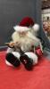 (2) BRASS "HORN" CANDLE STICKS, WOOD NUTCRACKER AND SITTING SANTA - 4