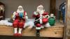 (2) FABRIC MACHE SANTA SHELF SITTERS