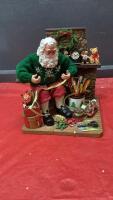 KIRKLAND FABRIC MACHE SANTA BY FIREPLACE