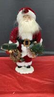 ANTIQUE PORCELAIN SANTA W/ PATTERN COAT & "KNITTED" HAT