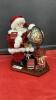 ANTIQUE PORCELAIN SANTA ON WOOD BASE - CHECKING OUT HIS ROUTE!