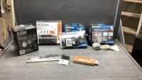 BOX W/WINDOW INSULATION KITS, SMALL BATTERY CHARGER, FLASHLIGHT