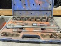 Three-quarter drive ratchet and sockets