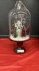 HOLIDAY CLOCHE - SNOWMAN UNDER GLASS ON METAL PEDESTAL BASE