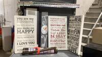 WALL DECOR - &ldquo;JOY&rdquo;, &ldquo;PLAYROOM&rdquo;, &ldquo;SUNSHINE&rdquo;, &ldquo;LOVE&rdquo;, FRAME