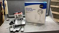 (2)BOXES - PEDESTAL FAN + CORDLESS PHONE + CORDED PHONE