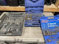 Three partial boxes of sockets and miscellaneous