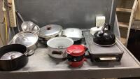 (2)BOXES - GRIDDLE, KETTLE, GEORGE FOREMAN, POTS/PANS,MISC