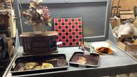 BOX W/CHESS SET, JEWELRY BOX, ASIAN THEME TRAYS