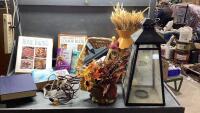 (2)BOXES- DECOR ITEMS, COOKBOOKS, HEALTH BOOKS