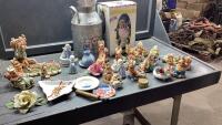 BOX W/ LARGE VARIETY OF FIGURINES, DECOR PIECES