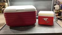 THERMOS COOLER (BIG) + SMALL CALGARY STAMPEDERS COOLER