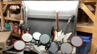 ROCKBAND COMPONENTS - (2) SETS DRUMS, GUITARS