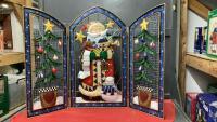 HOLIDAY SANTA SCREEN - METAL TRIFOLD