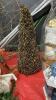 LARGE TOTE W/ CHRISTMAS DECOR - STACKING SANTA BOXES, WICKER STAR, METAL STAR, BELL WREATH, GLITTERY GREEN SPIKES - 3