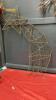 LARGE TOTE W/ CHRISTMAS DECOR - STACKING SANTA BOXES, WICKER STAR, METAL STAR, BELL WREATH, GLITTERY GREEN SPIKES - 6