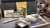 FRAMED PRINTS OF RAILWAY STATIONS, COLLECTOR PLATES, SHADOW BOX, TINKER TOYS