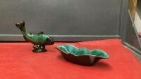 (2) BMP PIECES - FLUTED DISH (MARKED) & FISH (UNMARKED