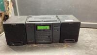 SONY BOOM BOX WITH ASSORTED CD&rsquo;S AND TAPES + 2 FLASHLIGHTS