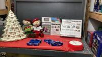 (5) PHOTO 2 CANVAS KITS, CHRISTMAS STUFFIES, VELVET RIBBON, CERAMIC TREE (NO LIGHTS)