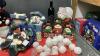CHRISTMAS DECOR - CENTRE PIECE W/ ANGEL, SNOWMAN IN BOXES, STRING OF BATTERY LIGHTS, NATIVITY WALL HANGING - 2