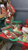 TOTE W/ CHRISTMAS DECOR - STOCKINGS, SMALL RUG, - 2