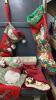 TOTE W/ CHRISTMAS DECOR - STOCKINGS, SMALL RUG, - 3