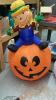 LARGE SANTA IN SLEIGH BLOW UP (BLOWER NOT WORKING) LIGHTED OLAF AND PUMPKIN YARD BLOW UPS - 4