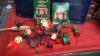 TOTE W/ CHRISTMAS DECOR, DOLLS W/ CROCHETED CLOTHING, CROCHET YARN, GARLAND, BUBBLE BULBS - 6