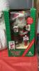 BOX W/ CHRISTMAS DECOR - NATIVITY SET, ANGEL TREE TOPPER, LIGHTED SANTA, LIGHTS, ACRYLIC SNOWMAN FAMILY - 5
