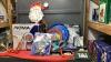 BOX W/ LIGHTED PRESENT, NEW ROPE LIGHTS, LIGHTED SANTA FACE, ACRYLIC NATIVITY, GLITTERY BOW