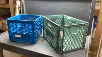 (2) MILK CRATES - DIFFERENT SIZES