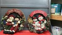 (2) SNOWMAN WELCOME/HAPPY HOLIDAYS WREATHS