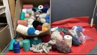 LARGE BOX OF YARN & THREAD