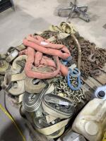 Mixed pallet of slings, heavy chains & straps