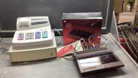 SHARP CASH REGISTER + VINTAGE TELEPHONE ANSWERING MACHINE