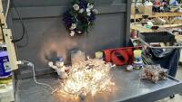 LIGHTED GARLAND, CHRISTMAS BALLS, &ldquo;JOY&rdquo;, CANDLES