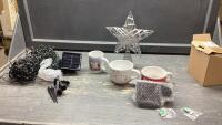 CHRISTMAS MUGS, TREE TOPPER, SOLAR MINI LIGHTS