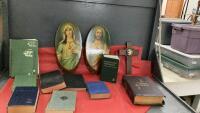 FAITH BASED ITEMS - BIBLES, SONG BOOKS, CROSSES, PICTURES AND A FEW READERS DIGEST BOOKS