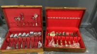 (2) SILVERWARE CASES WITH MISMATCHED CUTLERY