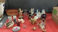 MISC HOUSEHOLD ITEMS & DECOR - MARBLE SALT & PEPPER AND MARBLE FIGURINES, PORCELAIN FIGURINES
