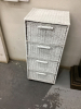 WHITE WICKER STORAGE CABINET