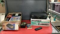 SANSUI VHS PLAYER, VHS REWINDER, AND VHS TAPES