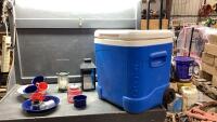 IGLOO WHEELED COOLER WITH CAMPING ITEMS
