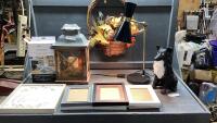 (2)BOXES- LAMP, DOG STATUE, CANDLE HOLDER, FALL WREATH,