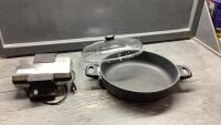(2) ITEMS - DEEP NON STICK FRYPAN + CUISINART WAFFLE MAKER