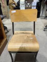 One steel frame chair with wooden seat
