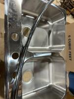 Double stainless steel sink and towel bar