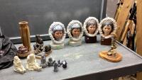SOAP STONE + PEARLITE CARVINGS, WOOD CARVINGS, INDIGENOUS BUSTS